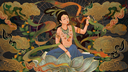 敦煌壁画图腾插画