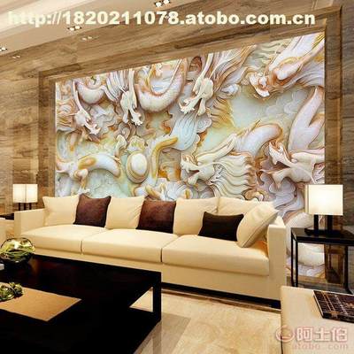 【无缝墙布 墙纸 3D富贵吉祥沙发电视背景墙 大型壁画个性定制厂家】 - 产品库