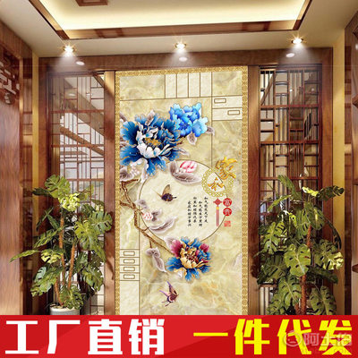 【彩色王中式客厅玄关走廊过道壁纸艺术墙纸3D立体定制壁画墙布无纺布墙纸】 - 产品库