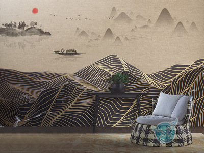 禅意入画，山水在心 新中式抽象线条背景墙的意境营造