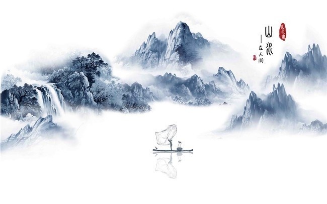 抽象山水壁画 墙壁上的诗意流动